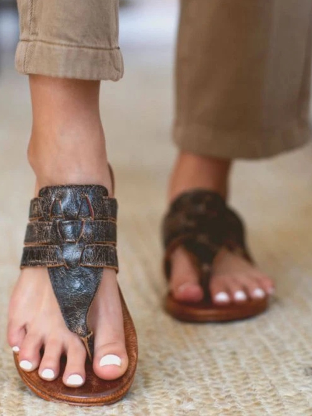 Bed Stu Yoli Triple Banded Leather Thong Sandal